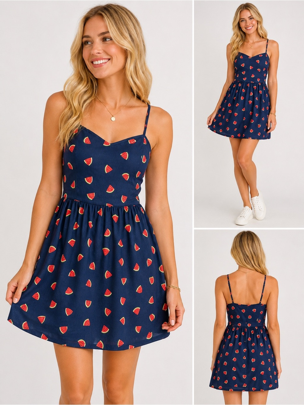 J. Crew Navy Mini Dress with Red Watermelon Print